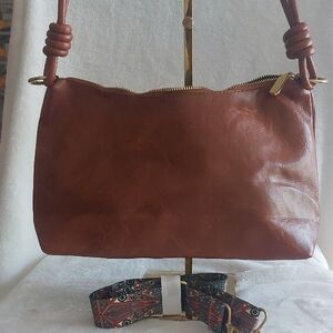 New Elegant Brown PU Leather Crossbody Commuter Bag With beautiful Pattern Strap